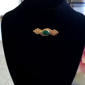 Antique 1920s sterling jade brooch